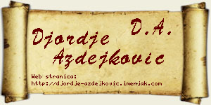 Đorđe Azdejković vizit kartica